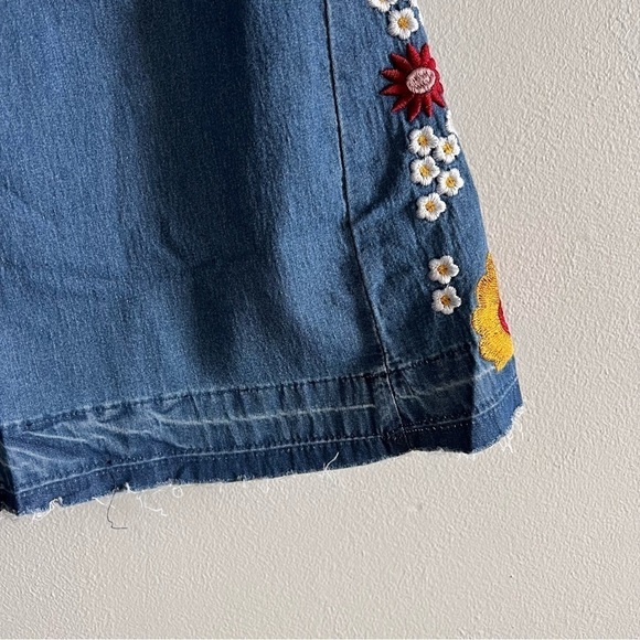 Bohemian High Waister Floral Embroidered Flare Blue Denim Jeans Extra Large - Picture 8 of 11